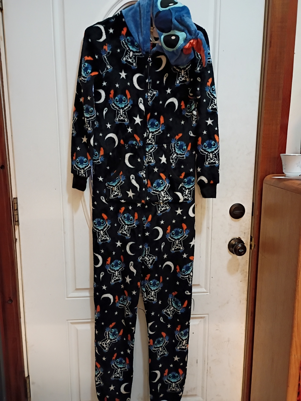 Disney Black & Blue Stitch Hooded Onesie Pajamas